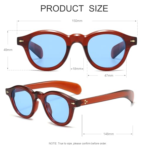 JOVAKIT Trendy Round Sunglasses for Women Men 90s Retro Vintage Classic Fashion Round Frame Sun Glasses Black Shades4