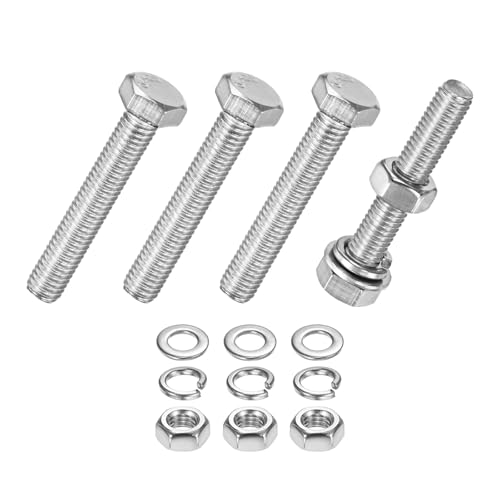 M METERXITY 4-Pack Hex Head Screw Bolt with Nuts Flat &amp; Lock Washers M5x30mm Stainless Steel Bolts and Nuts Kit Fully Threaded Metric Bolt Assortment for Equipment/Machinery