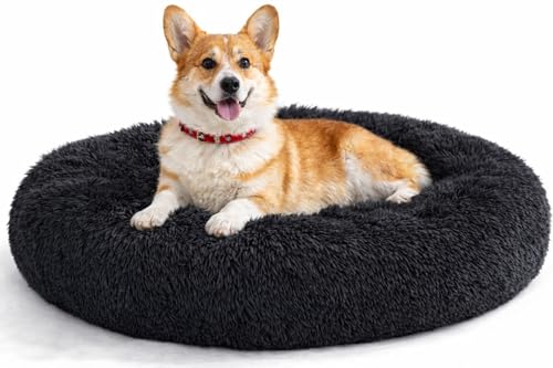 Image of ZEXSAZONE Summer Round Donut Comfortable Durable 2 in 1 and Washable Pet Bed | Cat Bed | Puppy Bed | Dog Bed | Medium Dog Bed for Cats Puppies Labrador German (Black, Medium)