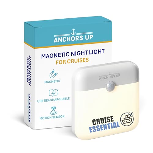 Image of Cruise Cabin Magnetic Night Light with Motion Sensor USB Rechargeable - LED Motion Sensor Light - Warm White - for Carnival, Royal, Celebrity, Norwegian and More - Cruise Essentials by AnchorsUp