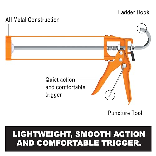 Albion Engineering Company B1 B-Line Manual Skeleton Cartridge Caulking Gun, No Drip, 1/10 Gallon (10oz), 7:1 Drive - Thumbnail 3