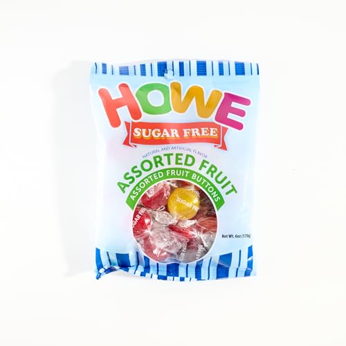 Howe Sugar Free Assorted Fruit Buttons, Hard Candy 6 oz Bag
