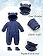 Happy Cherry - Winter Baby Overall mit Kapuze Mädchen Junge Schneeanzug Winter mit Fußsäcken Warme Strampler Neugeborenes Lange Ärmel Kleinkind Wintermantel mit Reißverschlüssen - 12-18 Monate - Blau