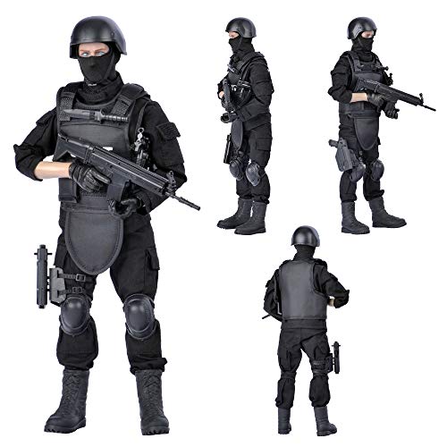Army Men Toys,12\" Military Soldier Swat Police Team Action Figures Playset with Military Weapons Accessories for Kids Boys - Thumbnail 3