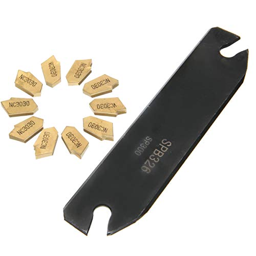 Veyocilk Cnc Lathe Turning Tool Holder:spb26-3 Grooving Cut-Off Tool With 10Pcs Gtn-3 Sp300 Carbide Inserts Blades #TOP1