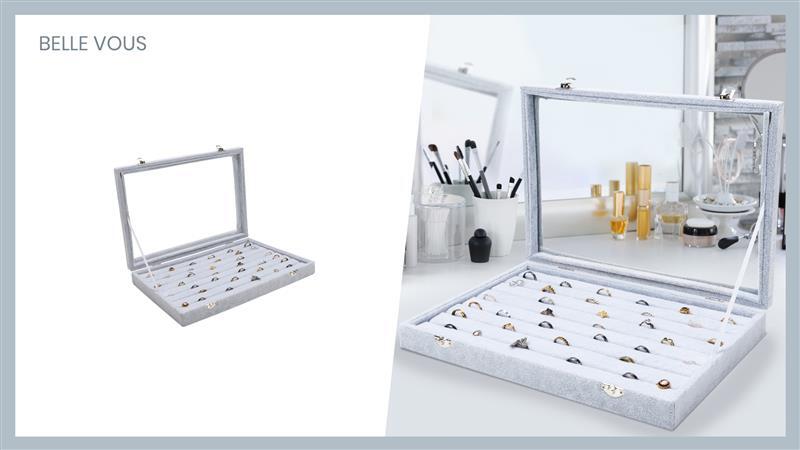 Nsmykhg 3 Vassoi Espositori Per Anelli In Velluto - 100 Scomparti Per Gioielli, Organizer Da 35x24 Cm