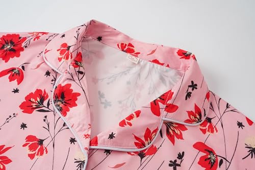 Vozanet Women's Pajamas Set Button Down Short Sleeve Shirt and Pants Soft Knit Polyester Lounge Sets Plus Size 1x to 5x4