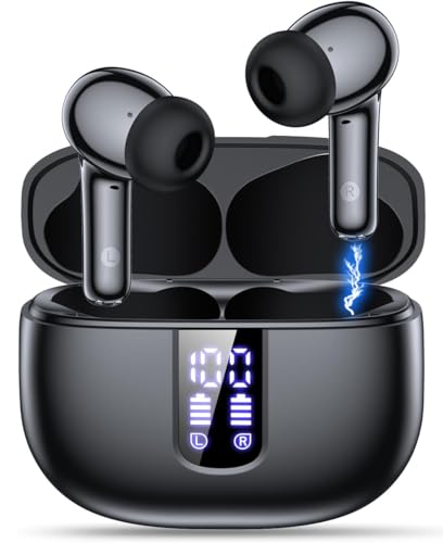 Image of Wireless Earbuds, Bluetooth 5.3 Headphones with HiFi Stereo Sound, 48H Playtime with LED Power Display Charging Case, IP6 Waterproof in Ear Earphone with Mic for Sport
