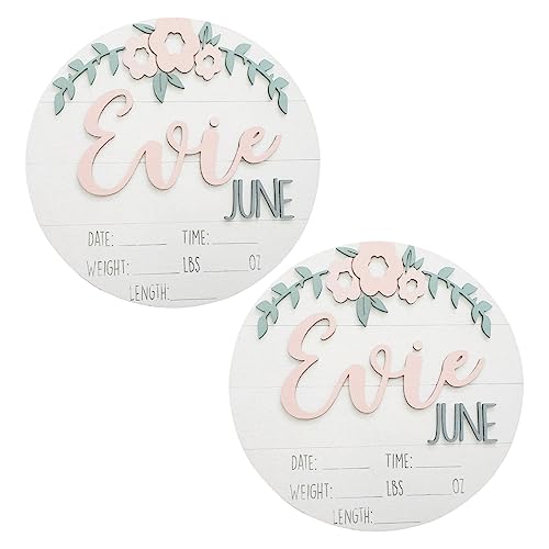 BESPORTBLE 2Pcs Announcement Sign Round Birth Announcement Prop for Newborn Photo for Shower Decor Gender Reveal Party and Birth Records