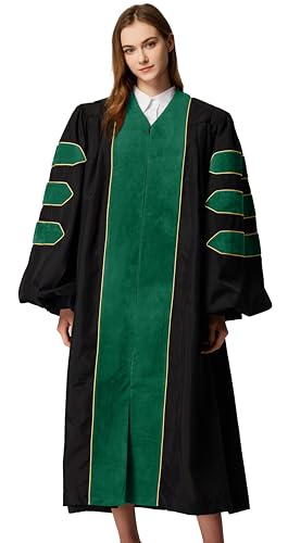 Image of MyGradDay Unisex Deluxe Graduation Doctorate Robe with Gold Piping Available for Customization