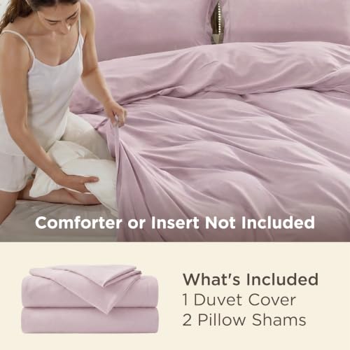 Image of Bedsure Duvet Cover King Size, 3Pcs Double Brushed Bedding Set, Pink Mocha | For Kids & Adults, 104 inchx90 inch Comforter Cover, Hotel Luxury, All Season, Breathable, Easy Care, Lightweight, Zipper Closure