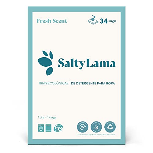 Tiras de detergente Eco Strips (aroma fresco) - 100% Libre de Plastico – 34 Lavados - Ecológico - Biodegradable - Compostable - Ultra Concentrado - 100% vegano – SaltyLama