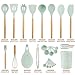 QMVESS Silicone Kitchen Utensils Set, 35 Pcs Non-Stick Cooking Utensils Set, Sturdy Insulation Wooden Handle Kitchen Accessories for Cooking with Spatula Set and Spoons Set Gadgets (Light Green)