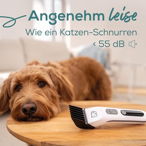 Beurer Love Your Pet Schermaschine Fluffy für Hunde und Katzen, leiser Trimmer, Hunderasierer für dichtes und verfilztes Fell, Tier-Haarschneidemaschine mit Akku, 9-teiliges Fellpflege-Set