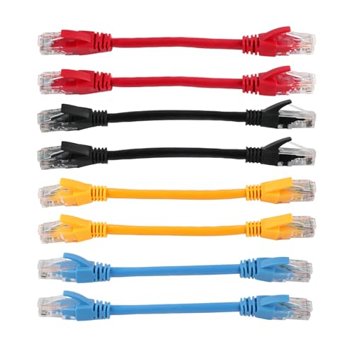 Image of Short Cat6 Patch Cable, 8pcs 0.15m Ethernet Cable RJ45 Connectors, Patch Cables Cat6 for Router, Modem, High-Speed Transmission, Durable Network Cable Short for Gaming, Streaming, Mixed Color Use