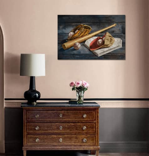 Yeilnm Sports Baseball Canvas Wall Art Prints Vintage Rugby Glove Pictures Softball Artwork Painting For Wall Decor Rustic Retro Mitt For Living Room Man Boys Room Decorative #TOP2