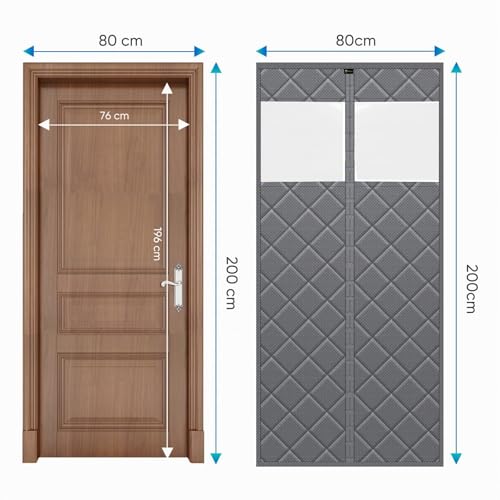 Cortina térmica magnética Sekey para puertas con ventana, impermeable y cortavientos, 80x200cm 4
