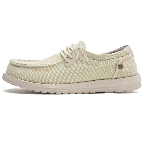 Image of Men's Canvas Loafers, Slip On Casual Shoes | Hands Free, Lightweight, Comfortable, Breathable Upper, Walking Shoes, Stretch, Travel, Vacation, Everyday Wear