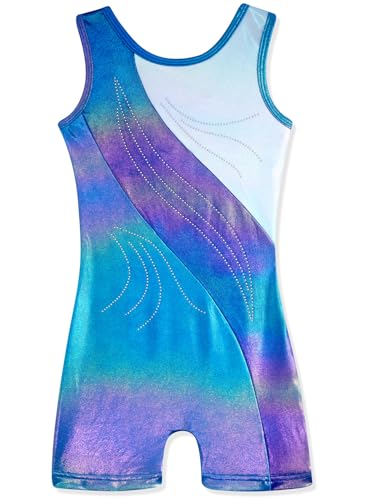 Image of HOZIY Leotards for Girls Gymnastics Kids Children Biketard Snowflake Ribbon Blue Purple Hot Pink Sparkle