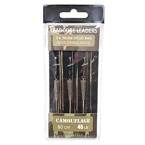 TJR Tackle Camo Solid Bag Inline Leadcore Leaders QC Swivel Ready Tied