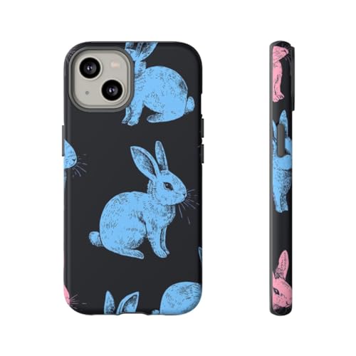 Coque iPhone 14 originale lapin coloré fond noir pour le style quotidien