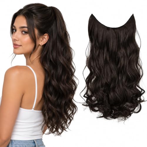 Image of Chaam Women Hair Extension Long Curly Dark Brown 18 To 20 Inch Hairpiece With 5 BB Clip /Hair Extension for Women Party /Halloween /Christmas (110 Gram)