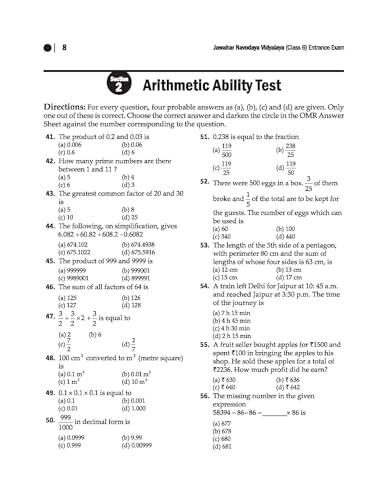 Image of Arihant Jawahar Navodaya Vidyalaya Class 6 Entrance Exam 2027 | Solved Papers (2006-2026) 100% Solutions | Mental Ability, Arithmetic & English ... on JNVST Exam Pattern | English Medium