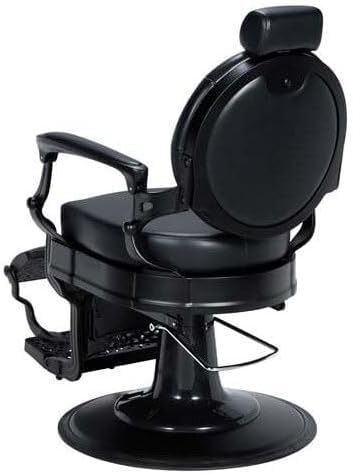 Genérico Sillón Clásico de Barbero hidráulico Estilo Vintage con reposapies Integrado Modelo Check Negro