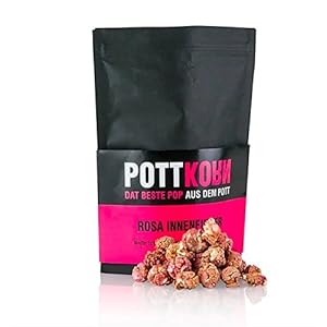 Pottkorn – Rosa Innenfutter, Popcorn mit weißer Schokolade und Himbeeren, 80g