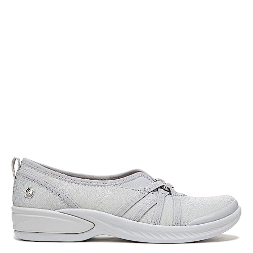 LifeStride BZees Womens Niche Slip-On Comfort Ballet Flat, Silver Glint, 9 Wide US3