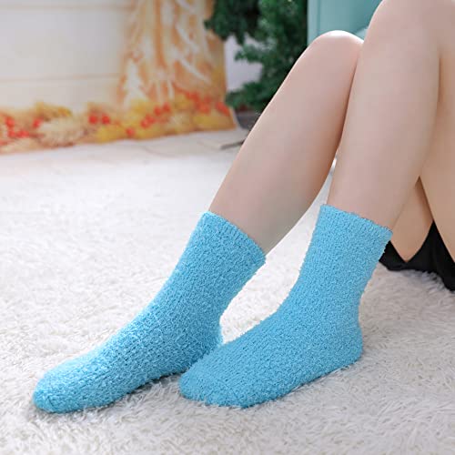Image of LINEMIN Womens Fuzzy Socks Cozy Fluffy Winter Warm Slipper Socks Microfiber Soft Home Sleeping Socks