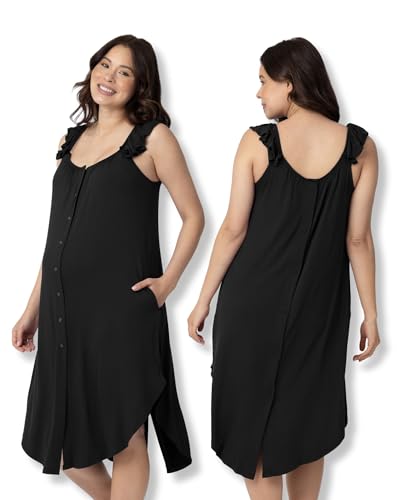 Image of Kindred Bravely Ruffle Strap Labor and Delivery Gown | 3 In 1 Labor, Delivery, Nursing Gown for Hospital