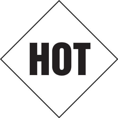 Image of Accuform MPL905CT25 PF-Cardstock Mix Loads DOT Placard, Legend inchHOT inch, 10-3 /4 inch Width x 10-3 /4 inch Length, Black on White (Pack of 25)