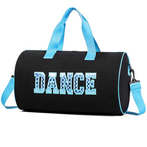 Bolsa de viagem de dança para meninas, bolsa de armazenamento de brinquedos infantis, bolsa de fim de semana, bolsa noturna, bolsa de ginástica 43 cm C x 23 cm L x 23 cm A, Azul, Bonita