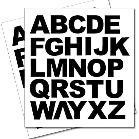 2 x Set of Full Alphabet Big Black Letters - Removable Self Adhesive Waterproof Durable Vinyl Stickers - Cut to The Sticker Shape - Size 50mm Cover
