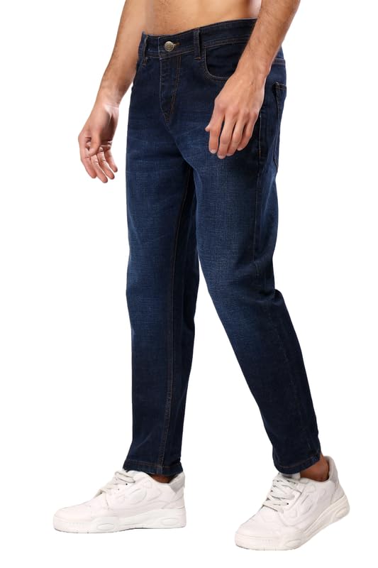 London Hills Men’s Ankle Length Denim Jeans – Slim Fit, No Alteration, Black Wash – 57% Off Deal