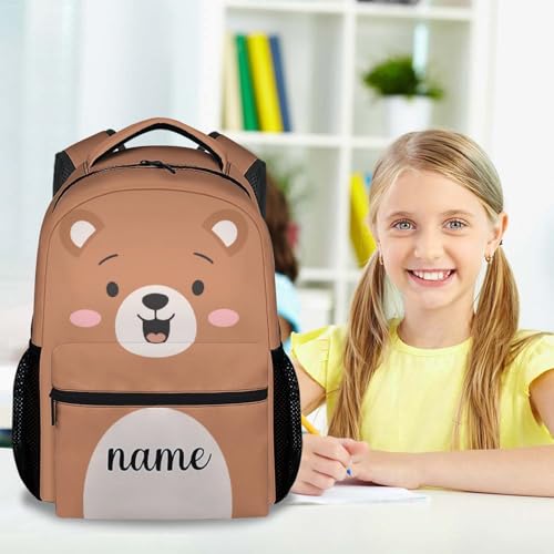 Personalized Bear Backpack for Boys, 17 Inch Brown Backpacks for Primary School, Cute Durable Bookbag for Kids2