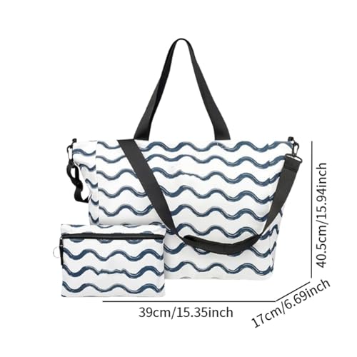 Beach Tote Bag Travel Tote Portable Waterproof for Women Large Capacity Pool Bag Shoulder Handbag for Family Pool Toys Trip, Blue4