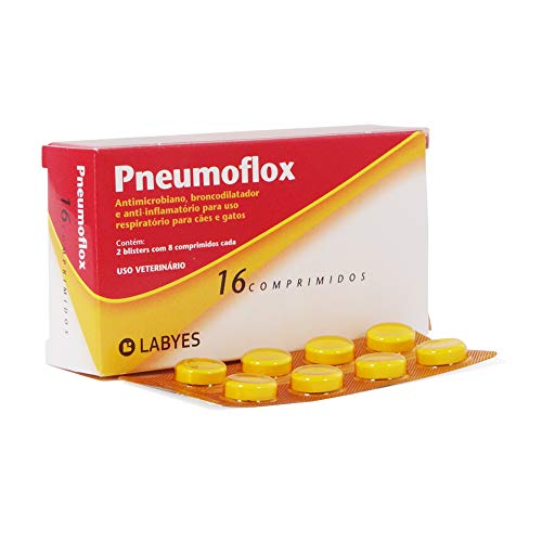 Antimicrobiano Pneumoflox com 16 Comprimidos para Cães e Gatos Labyes