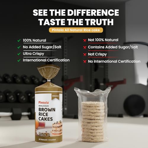 Image of Pintola Organic Brown Rice Cake All Natural Unsalted (130g x 4) | Gluten-Free Snack | 9 Wholegrains | Low Fat | 30 Calories per Cake | Soy & Yeast Free | Healthy Snack for Weight Loss (Pack of 2)