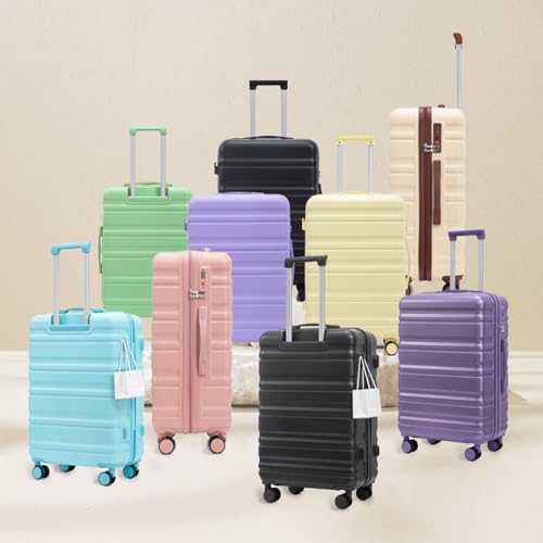 Luggage Set - 3 Piece ABS Spinner Wheel Suitcase with TSA Lock, Durable Waterproof, Expandable with Telescopic Handle, Modern Vertical Stripe Design3