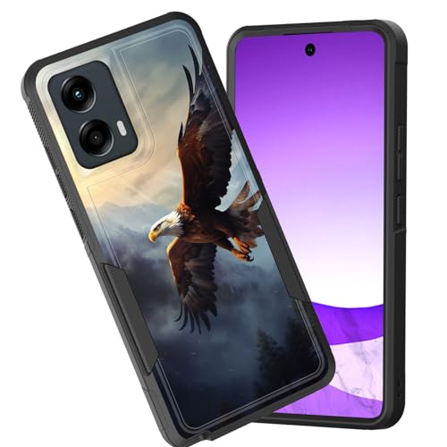 CICPLKSE for Moto G Stylus 5G 2024 Case,Dual Layer Heavy Duty Hybrid Shockproof Hard PC Soft Silicone TPU Bumper Protective Cover Case for Motorola Moto G Stylus 5G 2024,Eagle Flying Over Mountain