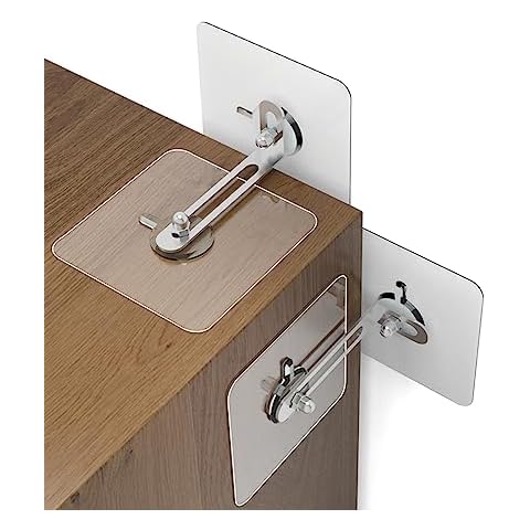 EQLEF Furniture Wall Anchors No Drill 6 Pack, 2.75in Large Wardrobe Wall Fixings Adhesive Furniture Straps Bookcase Wall Anchors Furniture Wall Fixing for Children Proofing & Pet Protecting Cover