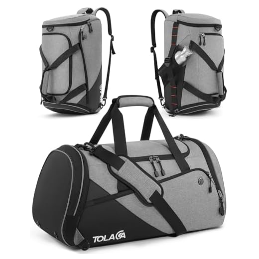 Tolaccea 47L Sporttasche Groß Sporttasche Rucksack mit Schuhfach Nassfach Wochen Reisetasche Duffel Bag Fitness Trainingstasche für Herren Damen Gym,Reise,Schwimmen,Sauna,fußball (Grau)