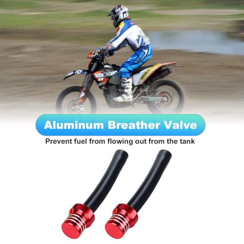 Image of 2pcs Motorcycle Breather Hose Gas Fuel Tank Cap Vent, Red | Motorcycle Gas Cap Vent Hose Tube,Aluminum Universal Breathing Tube Fits Off-Road Motorcycles ATVs /Pit Dirt Motorcycle Bike