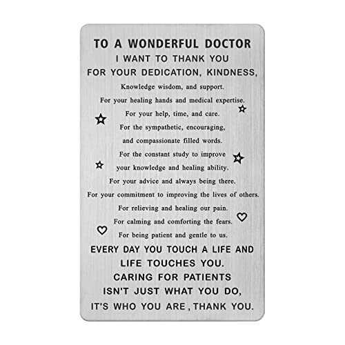 BAZLJY Doctor Appreciation Gifts, Thank You Doctor Card, I want to thank you for your dedication, kindness, knowledge wisdom, and support