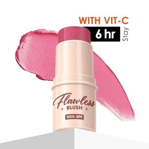Image of Blue Heaven Flawless Blush Stick with SPF | Infused with Vit C & Hyaluronic Acid | Creamy Blush Stick for Cheeks, 6 Hr Long Lasting Tint Blush for Face Makeup, High Pigment Blusher | Berry Blush | 7.3gm