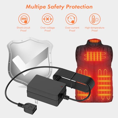 Image of 5V2A USB Wall Charger Wire Plug for Heated Vests Jackets Hoodies USB Connection Cables Charger with Male USB Plug Power Supplies for Heated Clothing for Home Office Maintains Lasting Warmth(6.56ft),,