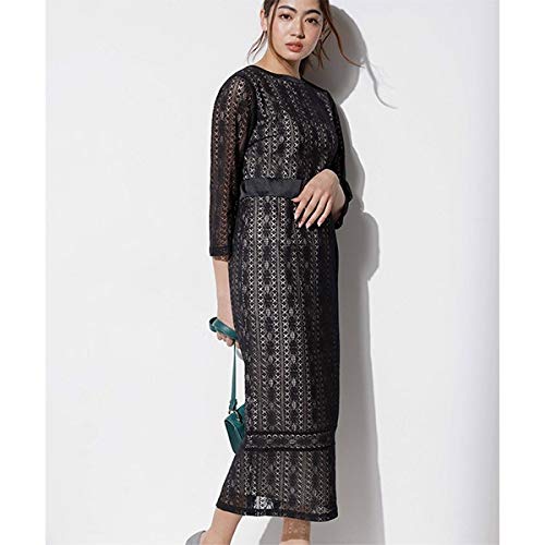 ラナン（Ranan） ジオメトリックレースタイトワンピース【ブラック/S】