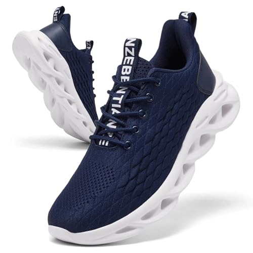 TIANZEBEN Herren Sportschuhe Turnschuhe Laufschuhe Schuhe Running Tennis Walkingschuhe Fitnessstudio Sneaker Freizeit Fashion Leichtgewichts Atmungsaktiv Blau 41